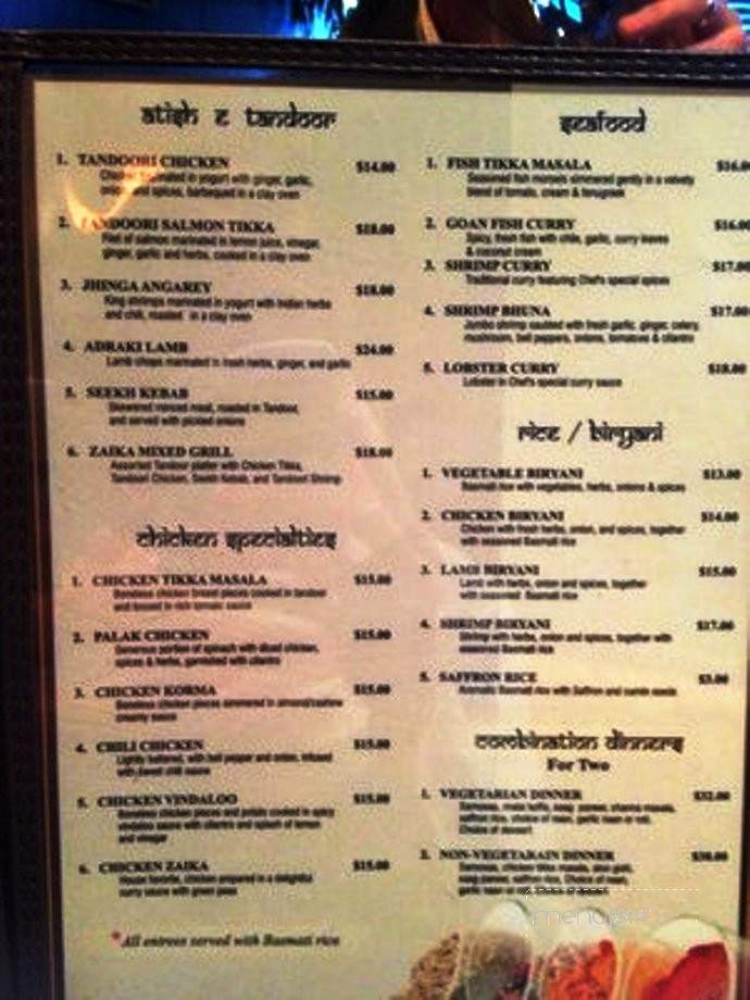 Zaika Indian Cusine - Mooresville, NC menu_pic