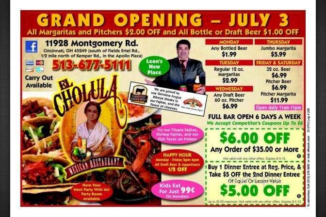 El Cholula - Cincinnati, OH menu_pic