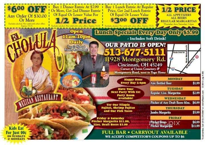 El Cholula - Cincinnati, OH menu_pic