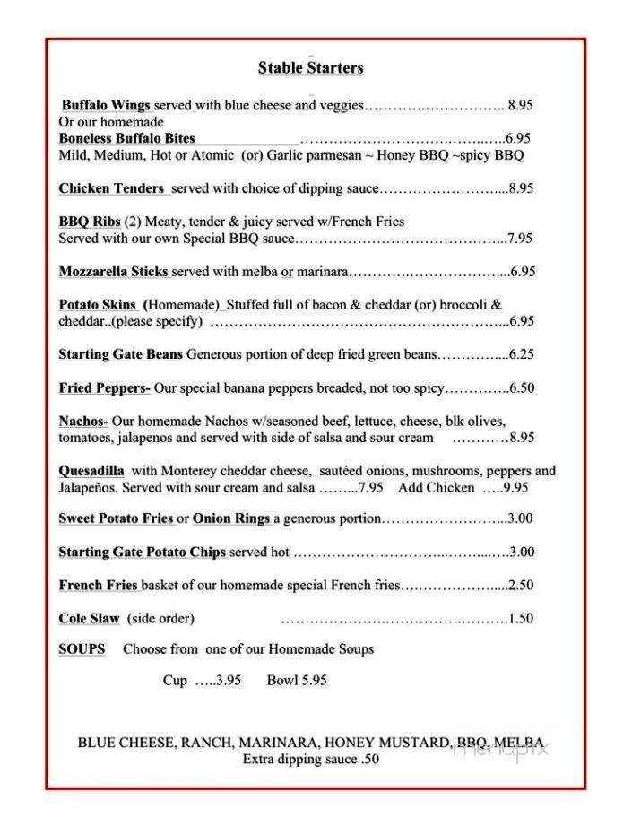 The Starting Gate - Saratoga Springs, NY menu_pic