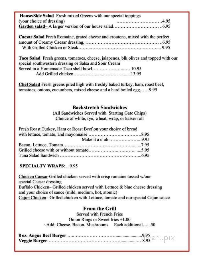 The Starting Gate - Saratoga Springs, NY menu_pic