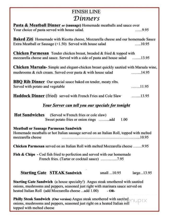 The Starting Gate - Saratoga Springs, NY menu_pic