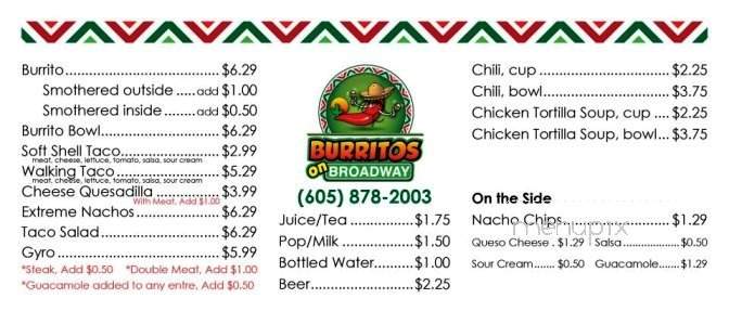 Burritos On Broadway - Watertown, SD menu_pic