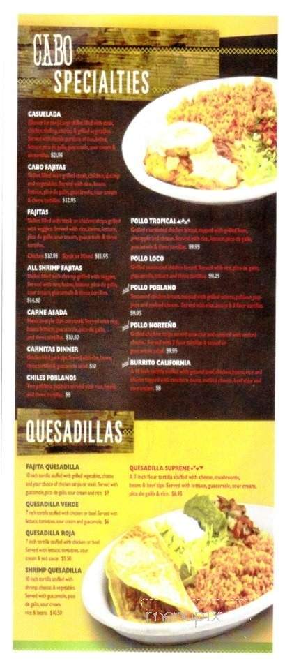 Cabo Mexican Restaurant - Delphos, OH menu_pic