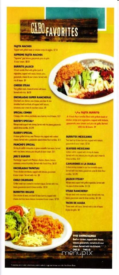 Cabo Mexican Restaurant - Delphos, OH menu_pic