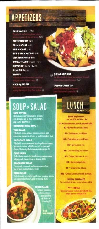 Cabo Mexican Restaurant - Delphos, OH menu_pic
