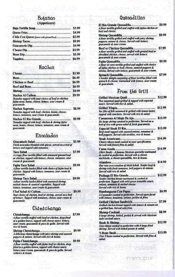 El Rio Mexican Restaurant - Columbia, LA menu_pic