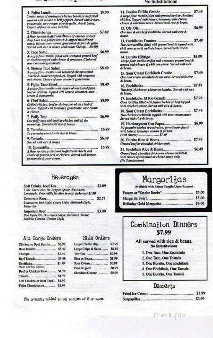 El Rio Mexican Restaurant - Columbia, LA menu_pic