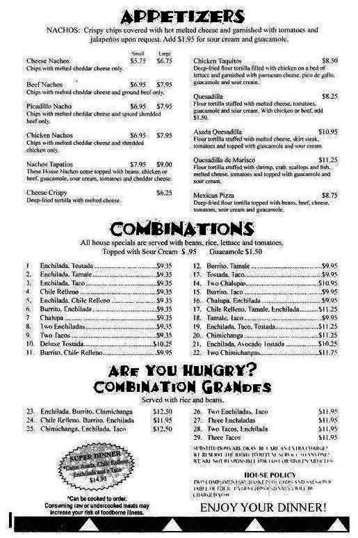 Rincon Tapatio - Spokane, WA menu_pic