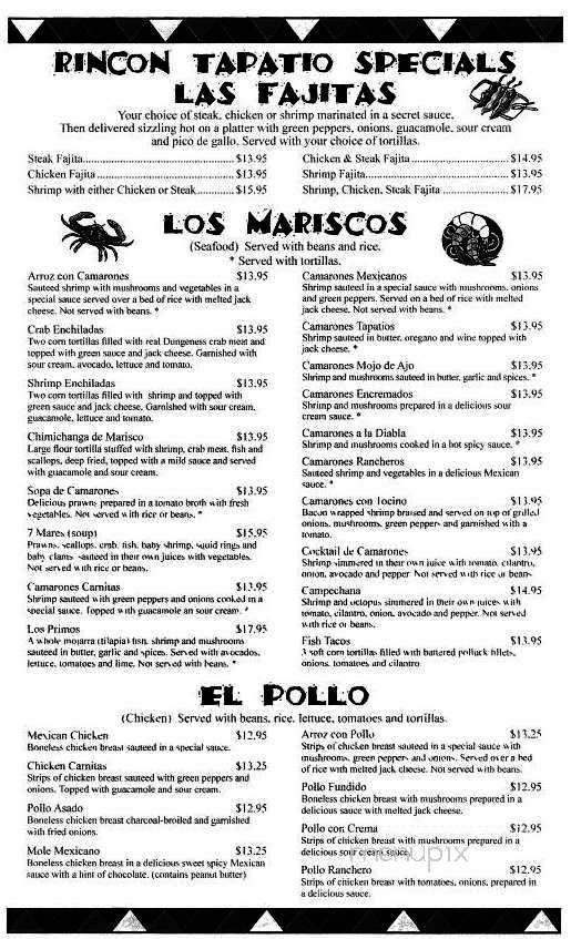 Rincon Tapatio - Spokane, WA menu_pic