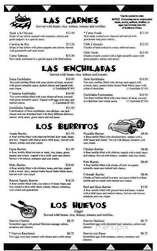 Rincon Tapatio - Spokane, WA menu_pic
