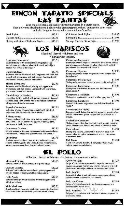 Rincon Tapatio - Spokane, WA menu_pic
