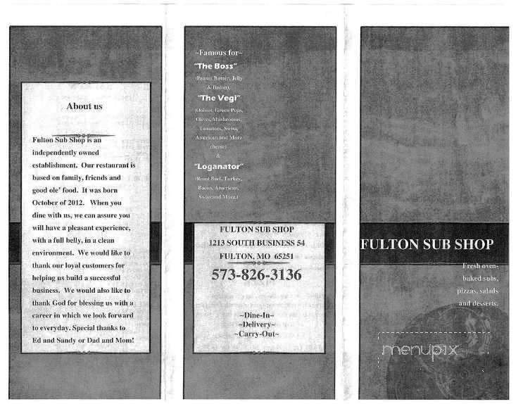 Fulton Sub Shop - Fulton, MO menu_pic