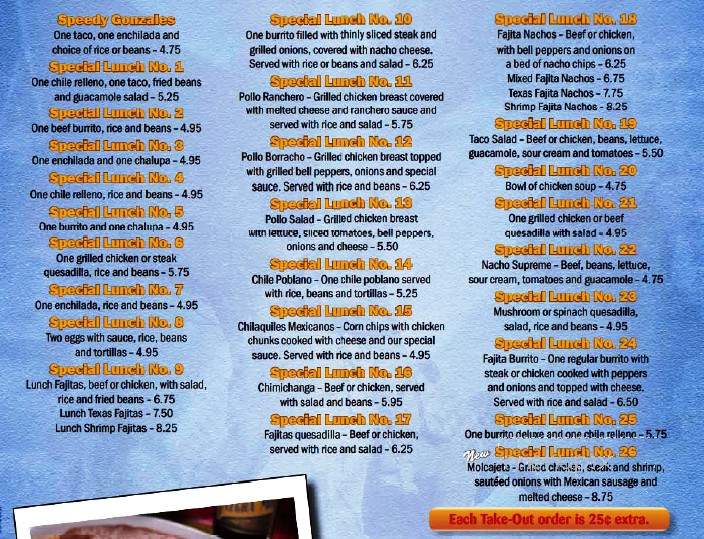 Zapata's Grill - Hartsville, SC menu_pic