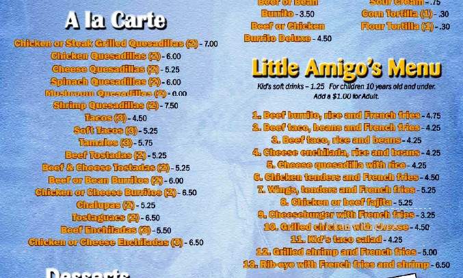 Zapata's Grill - Hartsville, SC menu_pic
