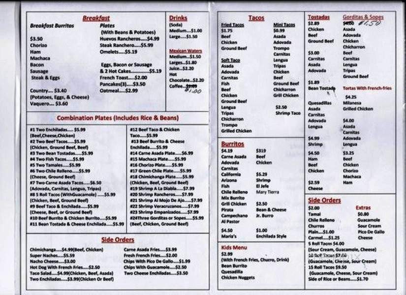 Las Maria's - Winslow, AZ menu_pic