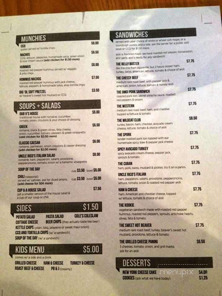Dub V's - Olathe, KS menu_pic