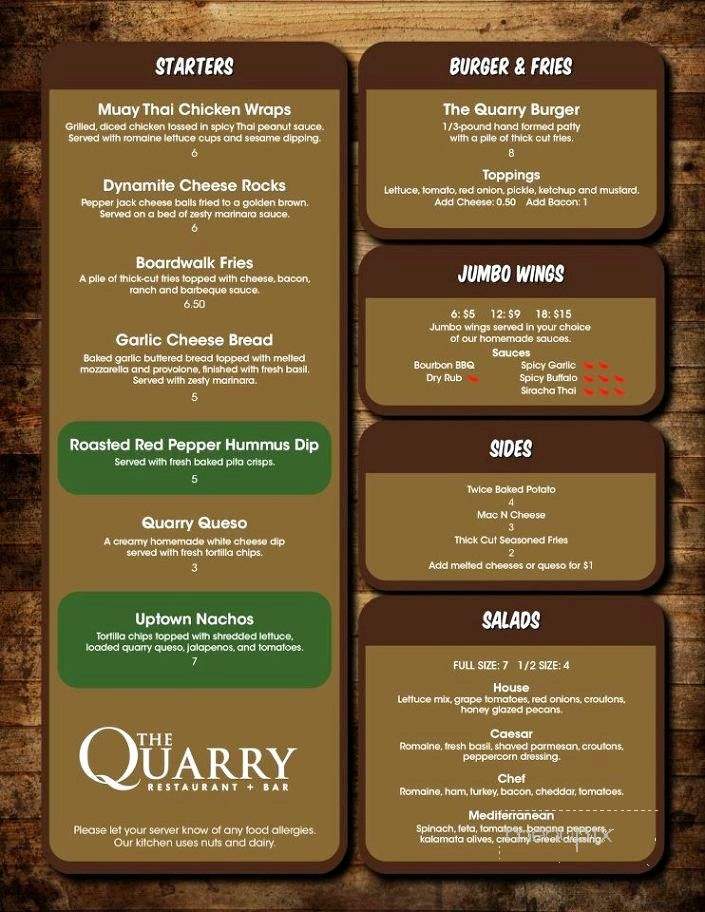The Quarry - Greenville, NC menu_pic