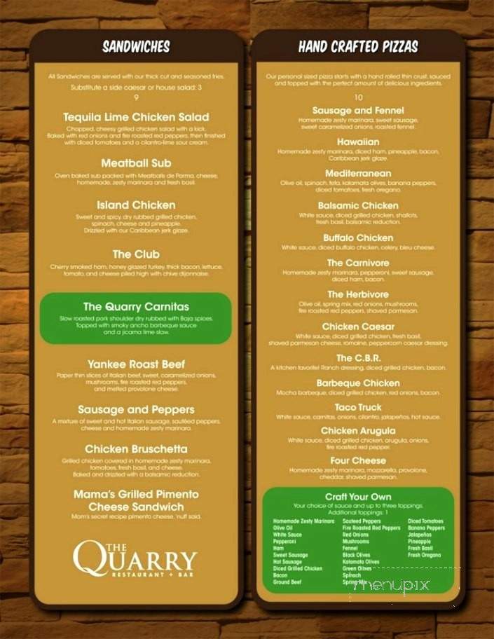 The Quarry - Greenville, NC menu_pic