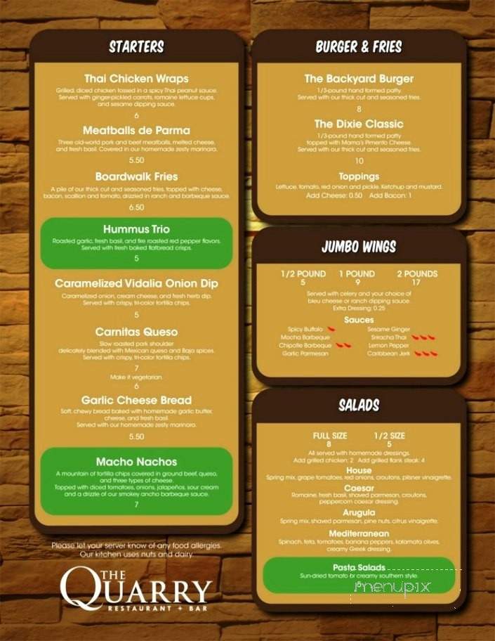 The Quarry - Greenville, NC menu_pic