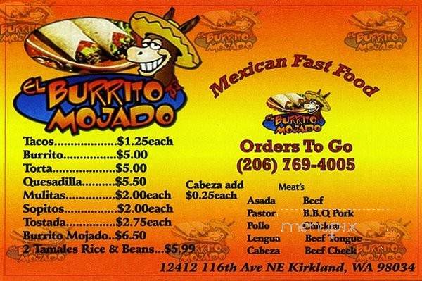 El Burrito Majado - Kirkland, WA menu_pic