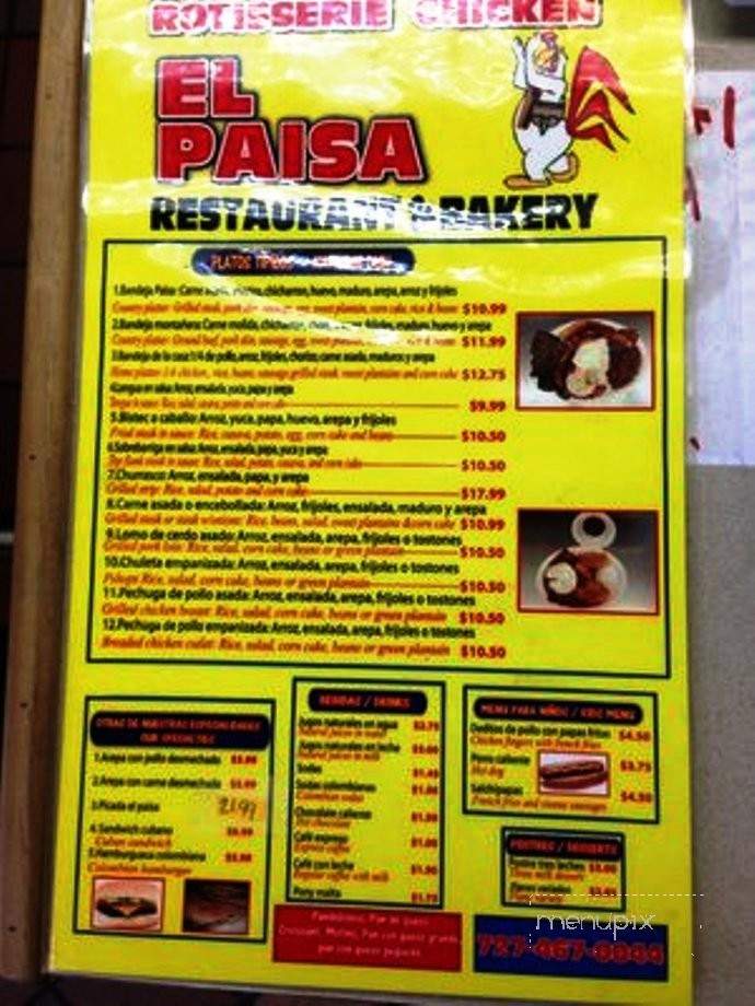 El Paisa - Clearwater, FL menu_pic