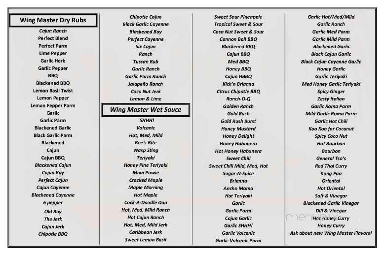 Wing, Grill Beer Masters - Crystal River, FL menu_pic