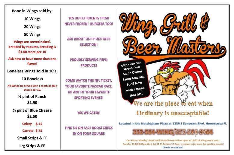 Wing, Grill Beer Masters - Crystal River, FL menu_pic