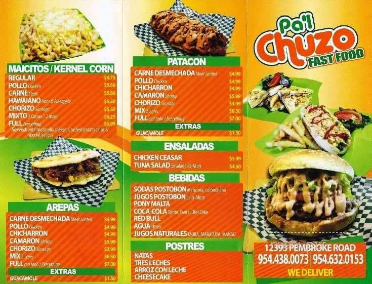 Pa'l Chuzo Fast Food - Pembroke Pines, FL menu_pic