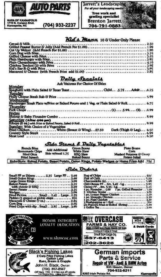 Porky's II - Landis, NC menu_pic
