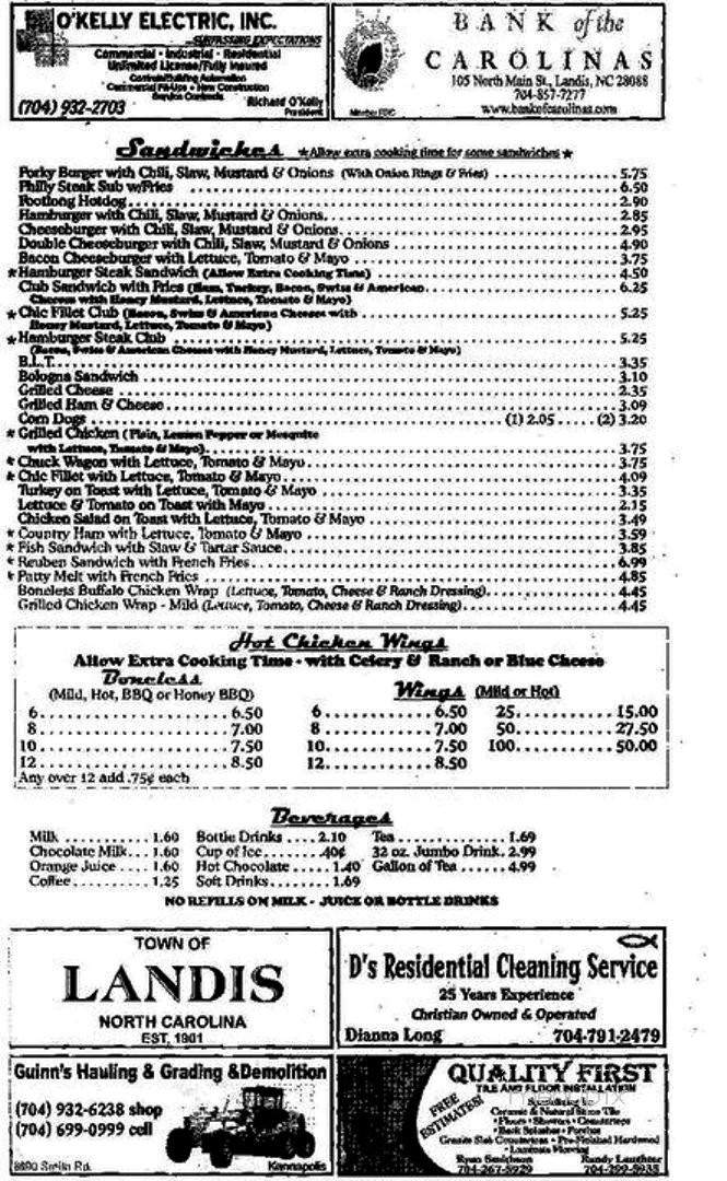 Porky's II - Landis, NC menu_pic