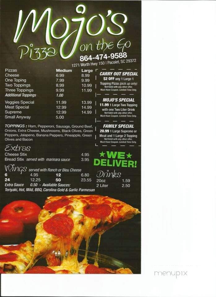 MoJo's Pizza - Pacolet, SC menu_pic