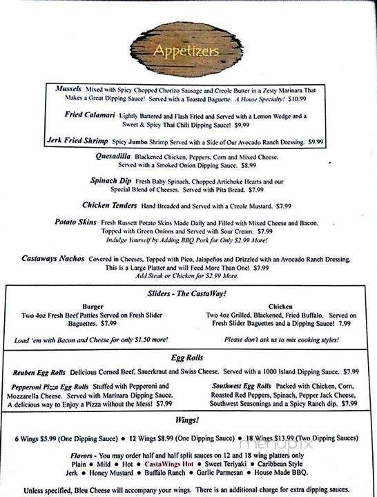 Castaways Grille - Charleston, SC menu_pic