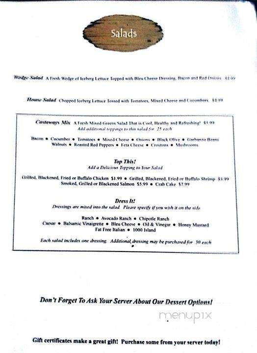 Castaways Grille - Charleston, SC menu_pic