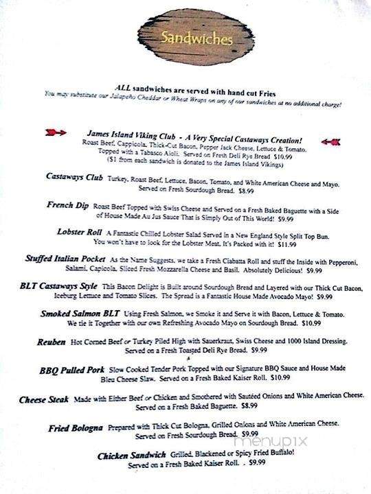 Castaways Grille - Charleston, SC menu_pic