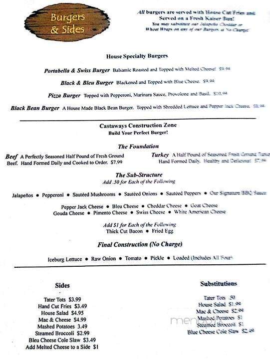 Castaways Grille - Charleston, SC menu_pic