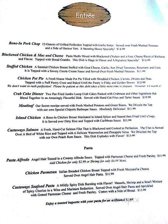 Castaways Grille - Charleston, SC menu_pic