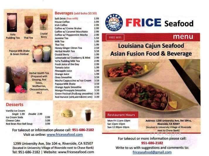 Fire & Ice Seafood Restaurant - Riverside, CA menu_pic