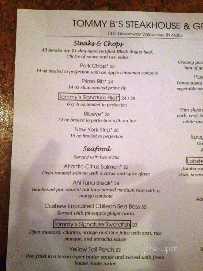 Tommy B's - Valparaiso, IN menu_pic