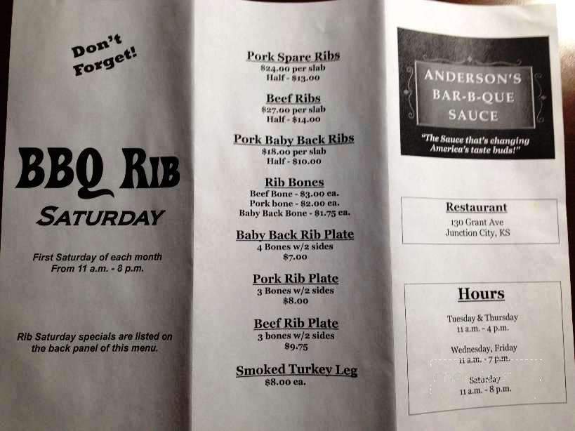 Anderson's Bar-B-Que - Junction City, KS menu_pic