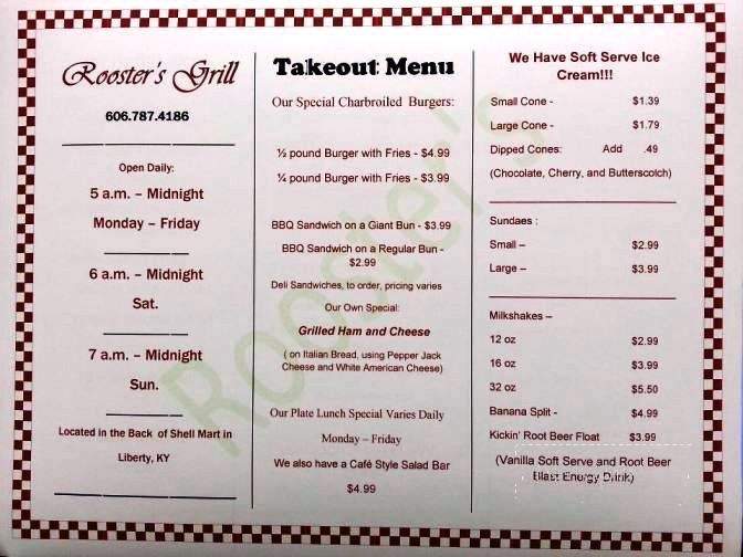 Rooster's Grill - Liberty, KY menu_pic
