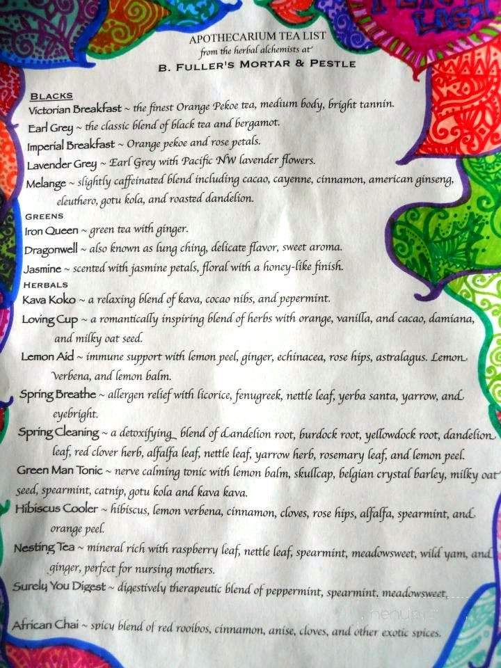 Apothecarium - Port Townsend, WA menu_pic