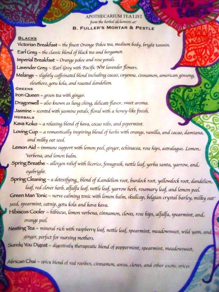 Apothecarium - Port Townsend, WA menu_pic