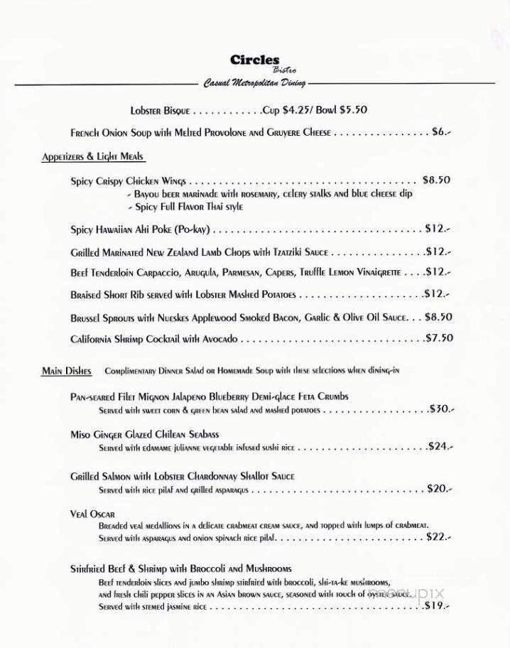 Circles Bistro - Tampa, FL menu_pic