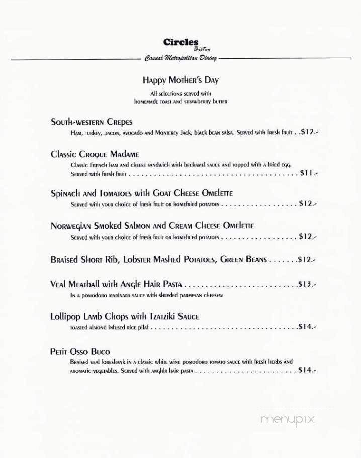 Circles Bistro - Tampa, FL menu_pic