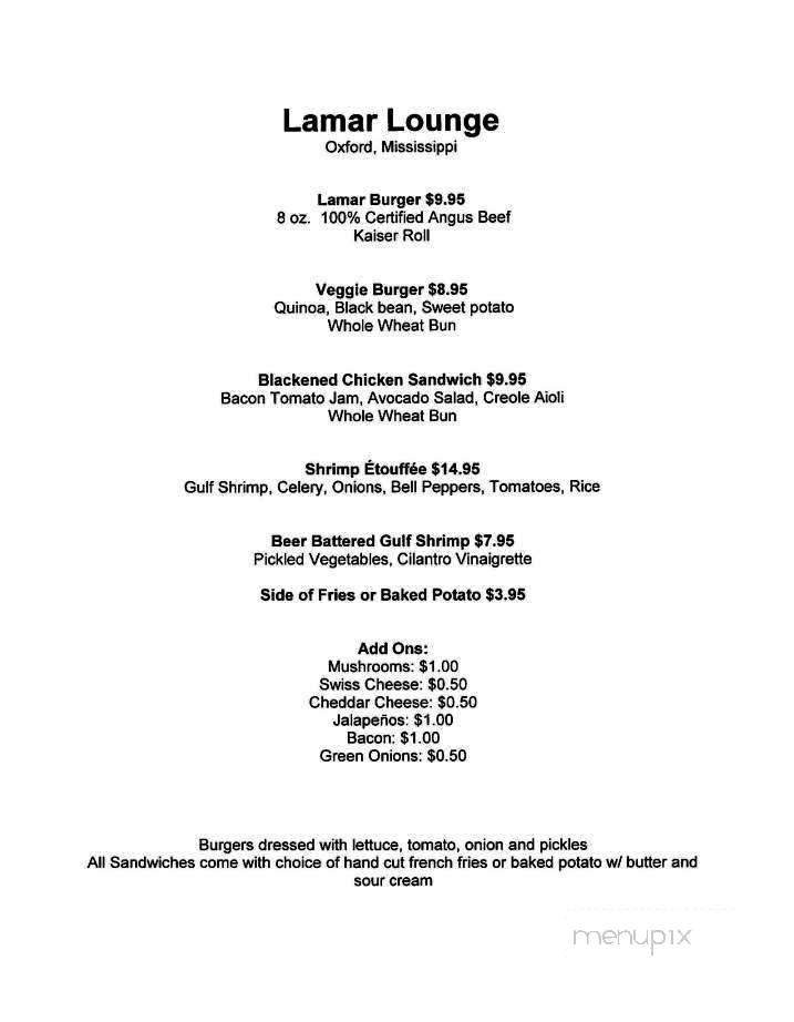 Lamar Lounge - Oxford, MS menu_pic