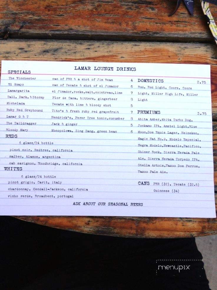 Lamar Lounge - Oxford, MS menu_pic