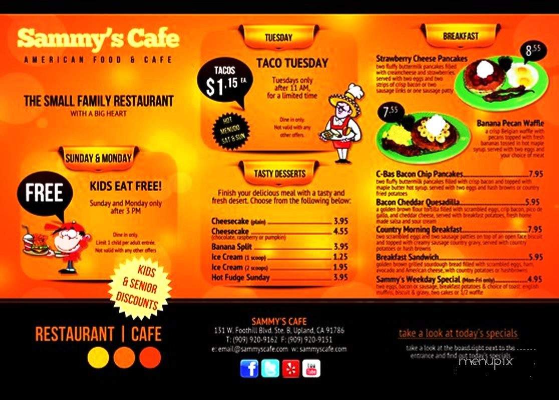Sammy's Cafe - Upland, CA menu_pic