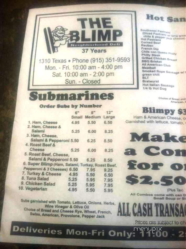 The Original Blimp - El Paso, TX menu_pic
