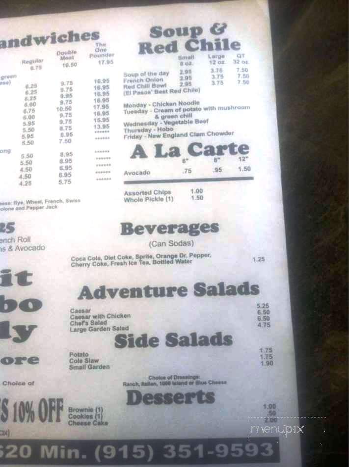 The Original Blimp - El Paso, TX menu_pic